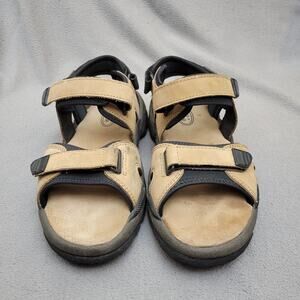 LAND ROVER Sandals Mens Beige Black Size 11 6048 Adjustable Hook and Loop
